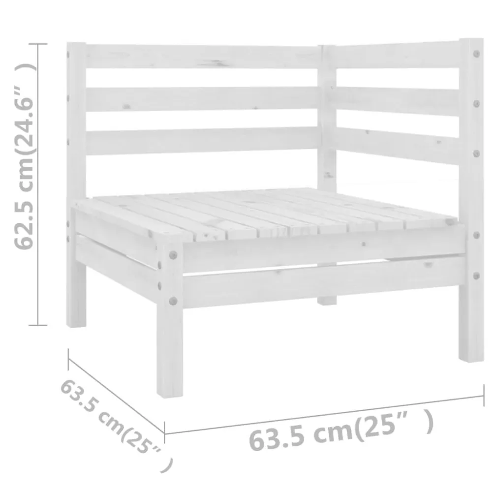 Set Salotto da Giardino 8 pz Legno Massello di Pino Bianco | Completo di Accessori