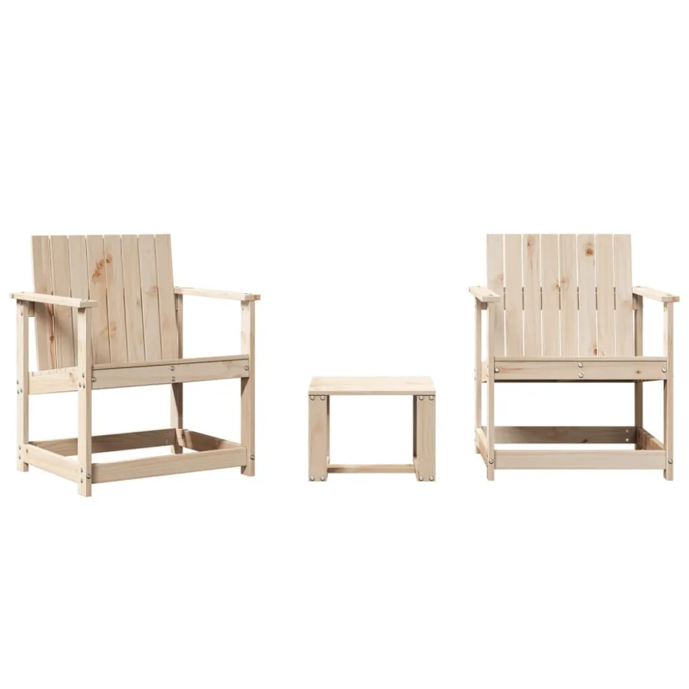 Set Salotto da Giardino 3 pz Legno Massello di Pino Quick Assembly