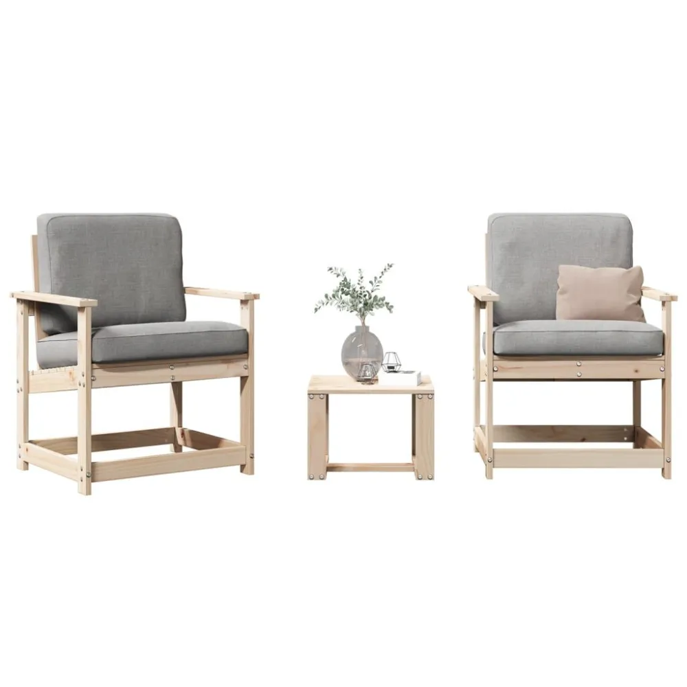 Set Salotto da Giardino 3 pz Legno Massello di Pino Quick Assembly