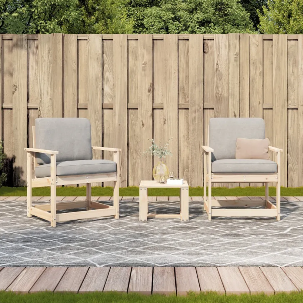 Set Salotto da Giardino 3 pz Legno Massello di Pino Quick Assembly