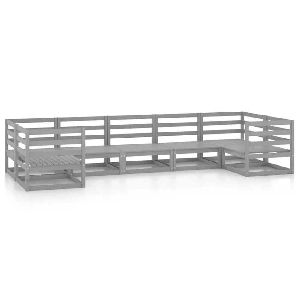 Set Salotto da Giardino 7 pz Legno Massello di Pino per Soggiorno Esterno