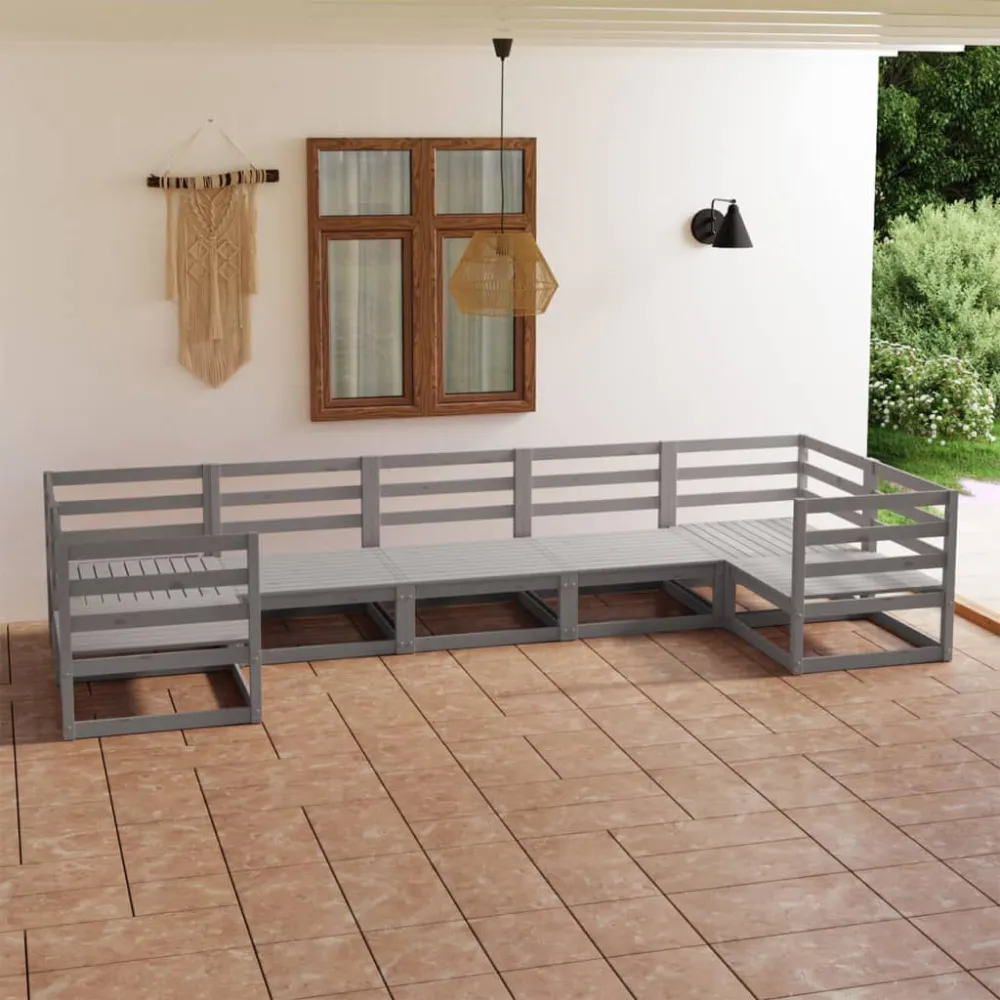 Set Salotto da Giardino 7 pz Legno Massello di Pino per Soggiorno Esterno