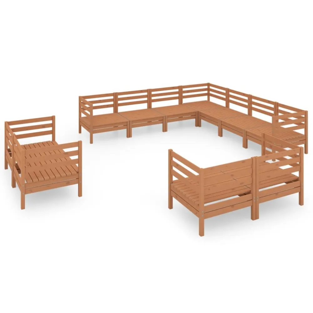 Set Salotto da Giardino 11 pz Legno Massello di Pino ambra | Completo di Accessori