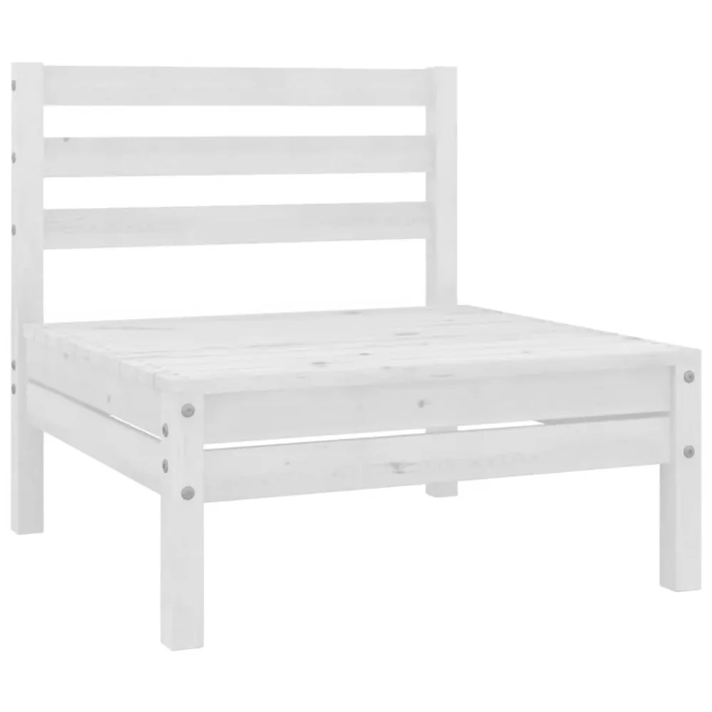 Set Salotto da Giardino 6 pz Legno Massello di Pino Bianco con 4 Sedie e Tavolo