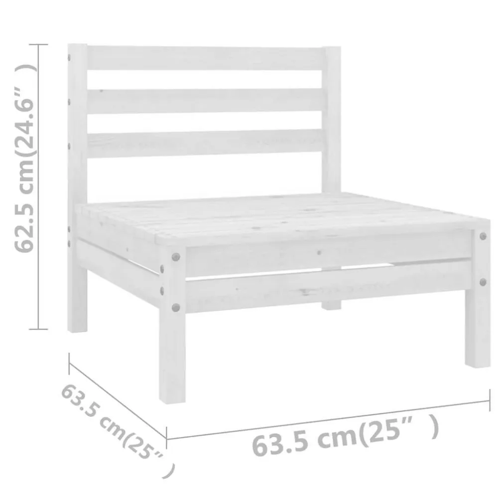 Set Salotto da Giardino 6 pz Legno Massello di Pino Bianco con 4 Sedie e Tavolo