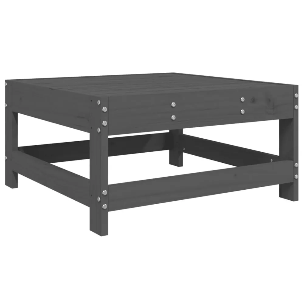Set Salotto da Giardino 8 pz Legno Massello di Pino Grigio con Tavolo Allungabile