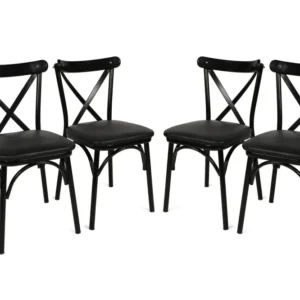 Set di 4 sedie da bistrot Antonio legno e metallo nero per Terrazzo e Cortile