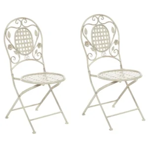 Set di 2 sedie da giardino BIVIO Metallo Bianco infangato con Ombrellone e Base