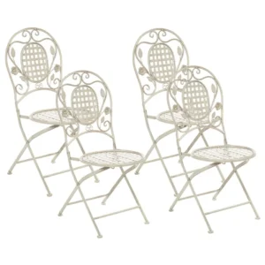 Set di 4 sedie da giardino BIVIO Metallo Bianco imbrattato
