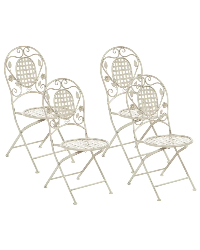 Set di 4 sedie da giardino BIVIO Metallo Bianco imbrattato