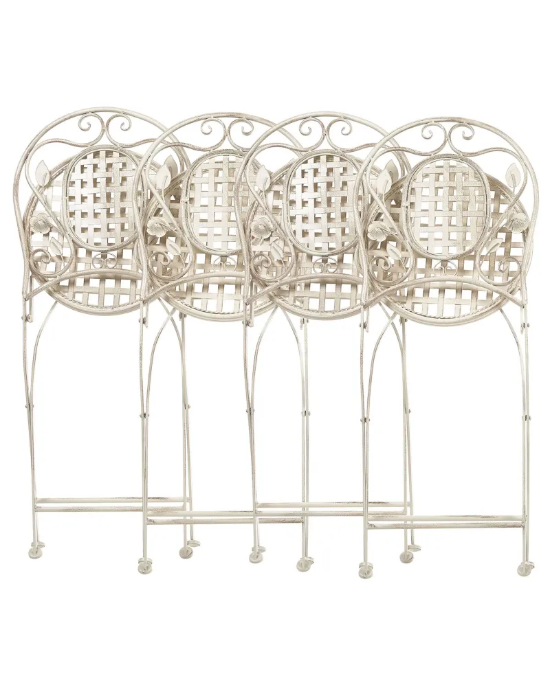 Set di 4 sedie da giardino BIVIO Metallo Bianco imbrattato