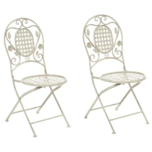 Set di 2 sedie da giardino BIVIO Metallo Bianco infangato