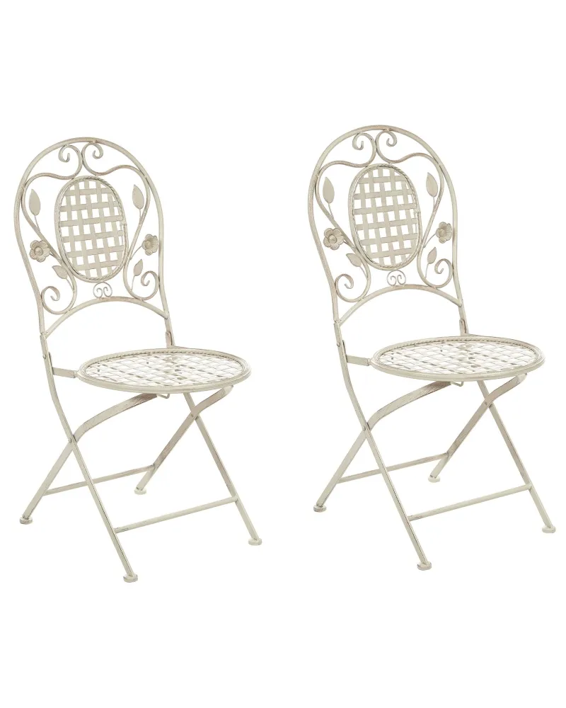 Set di 2 sedie da giardino BIVIO Metallo Bianco infangato