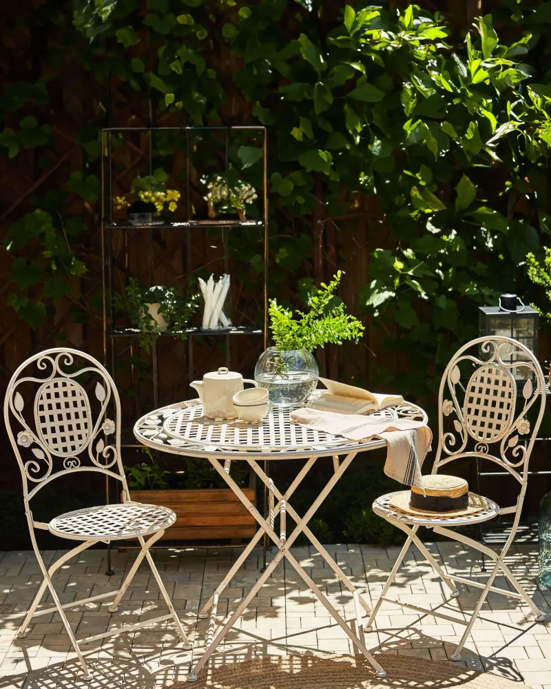 Set di 2 sedie da giardino BIVIO Metallo Bianco infangato