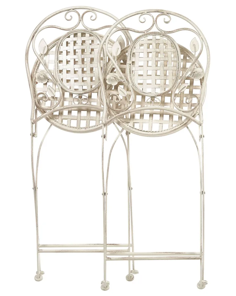 Set di 2 sedie da giardino BIVIO Metallo Bianco infangato