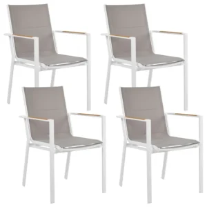 Set di 4 sedie da giardino BUSSETO Metallo Grigio con Cuscini Inclusi