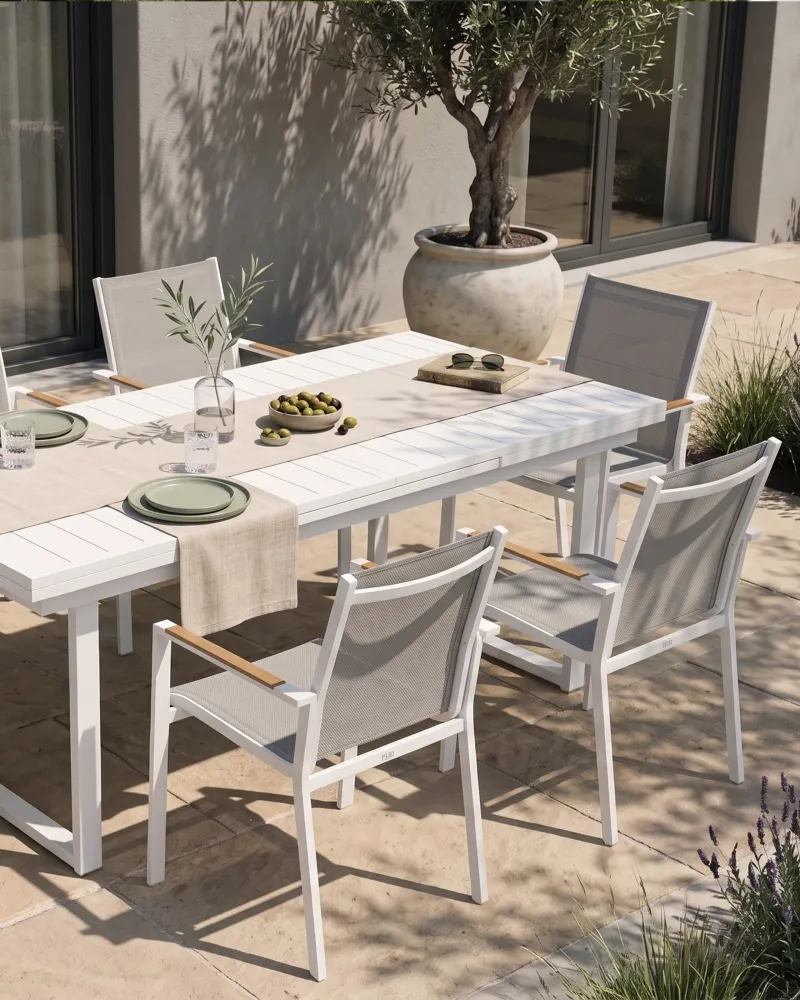 Set di 6 sedie da giardino BUSSETO Metallo Grigio - Con Cuscini Inclusi