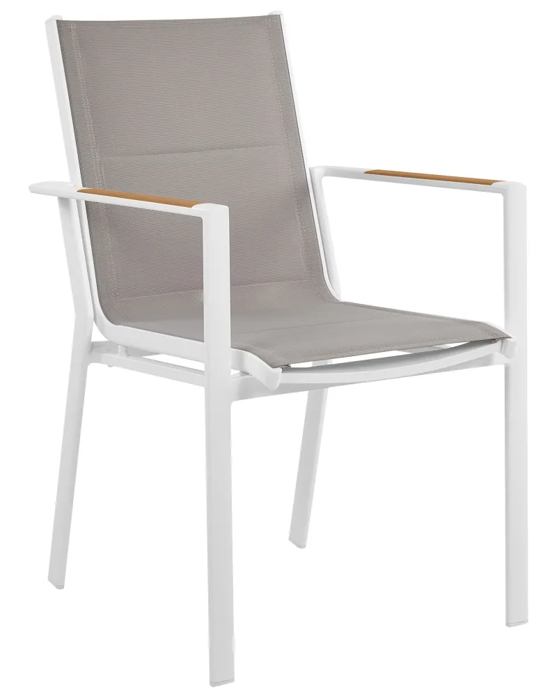 Set di 6 sedie da giardino BUSSETO Metallo Grigio - Con Cuscini Inclusi