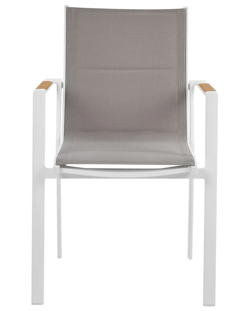Set di 6 sedie da giardino BUSSETO Metallo Grigio - Con Cuscini Inclusi