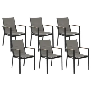 Set di 6 sedie da giardino BUSSETO Metallo Nero con Cuscini Inclusi
