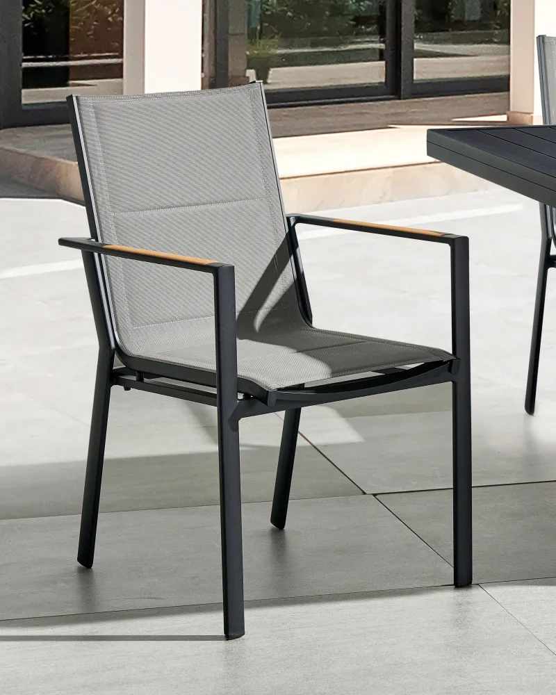 Set di 6 sedie da giardino BUSSETO Metallo Nero con Cuscini Inclusi