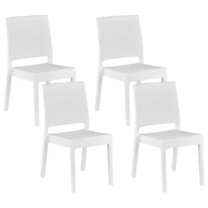 Set di 4 sedie da giardino FOSSANO Materiale sintetico Bianco per Terrazzo e Cortile