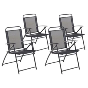 Set di 4 sedie da giardino LIVO Metallo Nero Quick Assembly
