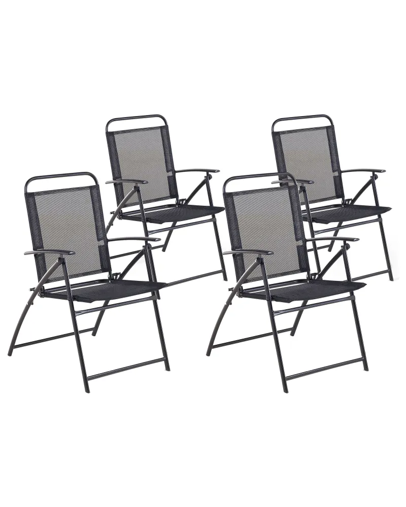 Set di 4 sedie da giardino LIVO Metallo Nero Quick Assembly