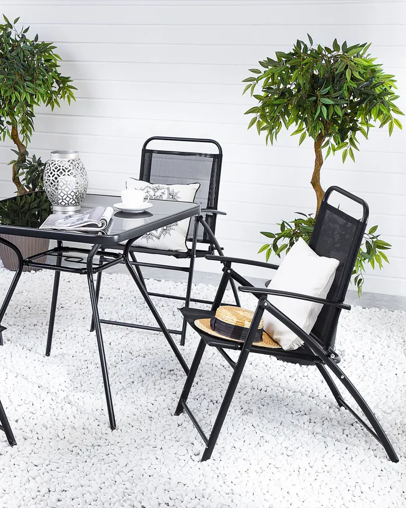 Set di 4 sedie da giardino LIVO Metallo Nero Quick Assembly