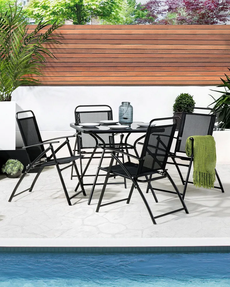 Set di 4 sedie da giardino LIVO Metallo Nero Quick Assembly