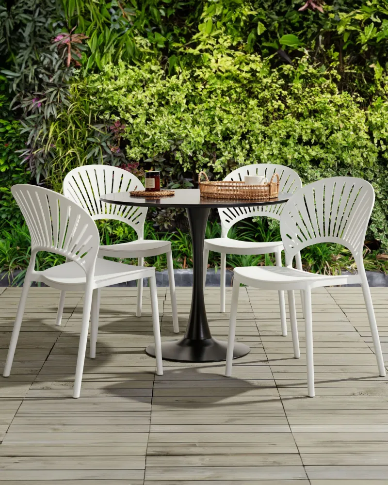 Set di 4 sedie da giardino OSTIA Materiale sintetico Bianco Quick Assembly