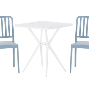 Set di tavolo e 2 sedie da giardino bianco e blu SERSALE Materiale Resina Intrecciata