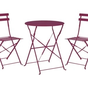 Steel Garden Bistro Set Burgundy FIORI