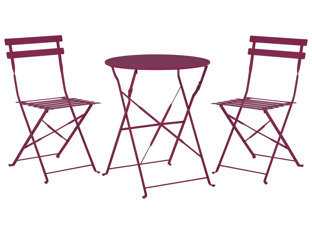 Steel Garden Bistro Set Burgundy FIORI