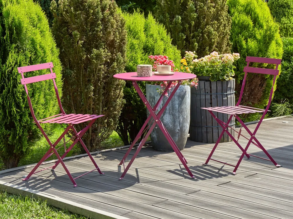 Steel Garden Bistro Set Burgundy FIORI
