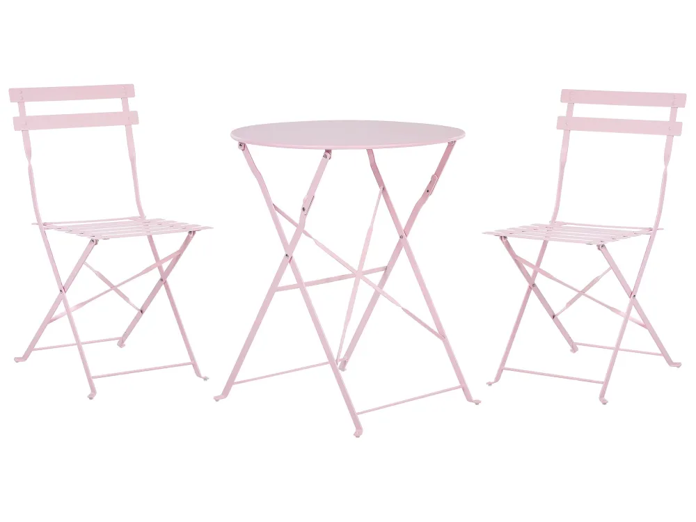 Steel Garden Bistro Set Pastel Pink FIORI