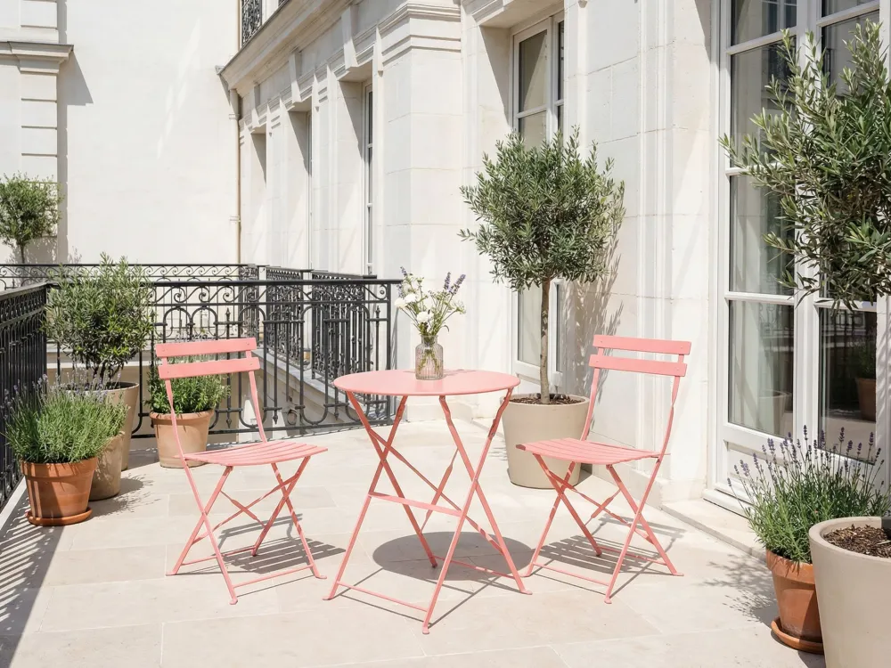 Steel Garden Bistro Set Salmonato Red FIORI