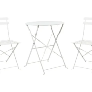 Steel Garden Bistro Set White FIORI