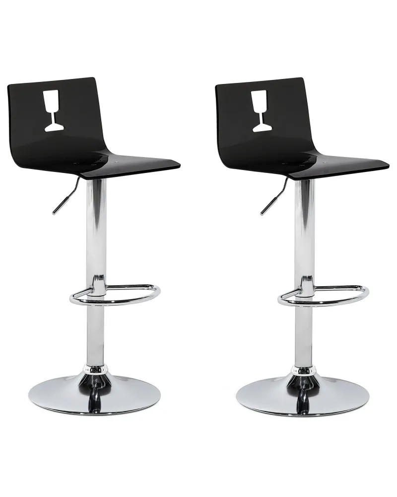Swivel Stool Swivel Set 2 Nero notte BUSAN con Ombrellone e Base