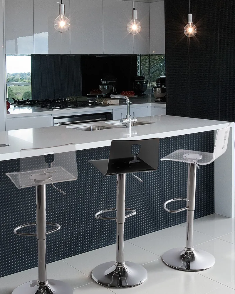Swivel Stool Swivel Set 2 Nero notte BUSAN con Ombrellone e Base