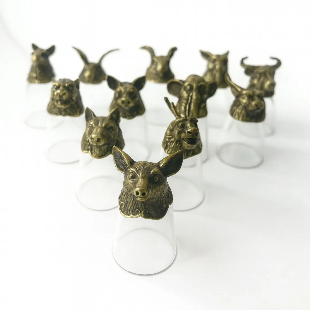 Bicchierini da Shot con Animali dello Zodiaco Cinese, 25ml, Set da 12 Pezzi
