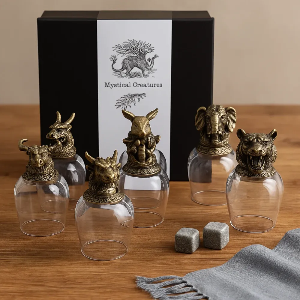 Set di Bicchierini da Shot Creature Mitiche, 6, Bronzo Antico