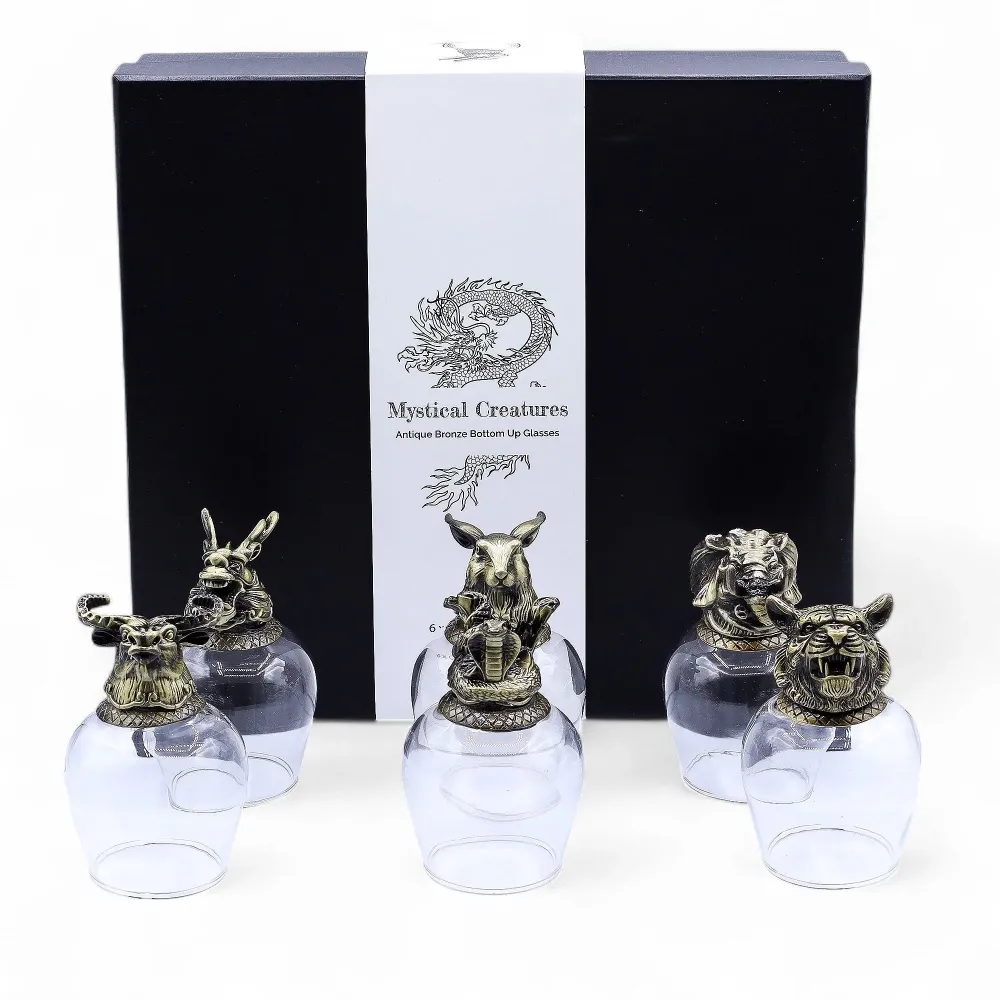 Set di Bicchierini da Shot Creature Mitiche, 6, Bronzo Antico