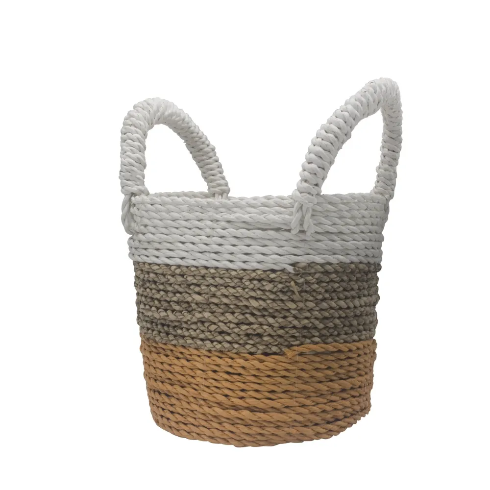 Set di Cesti Erba Marina, Arancione Naturale Bianco