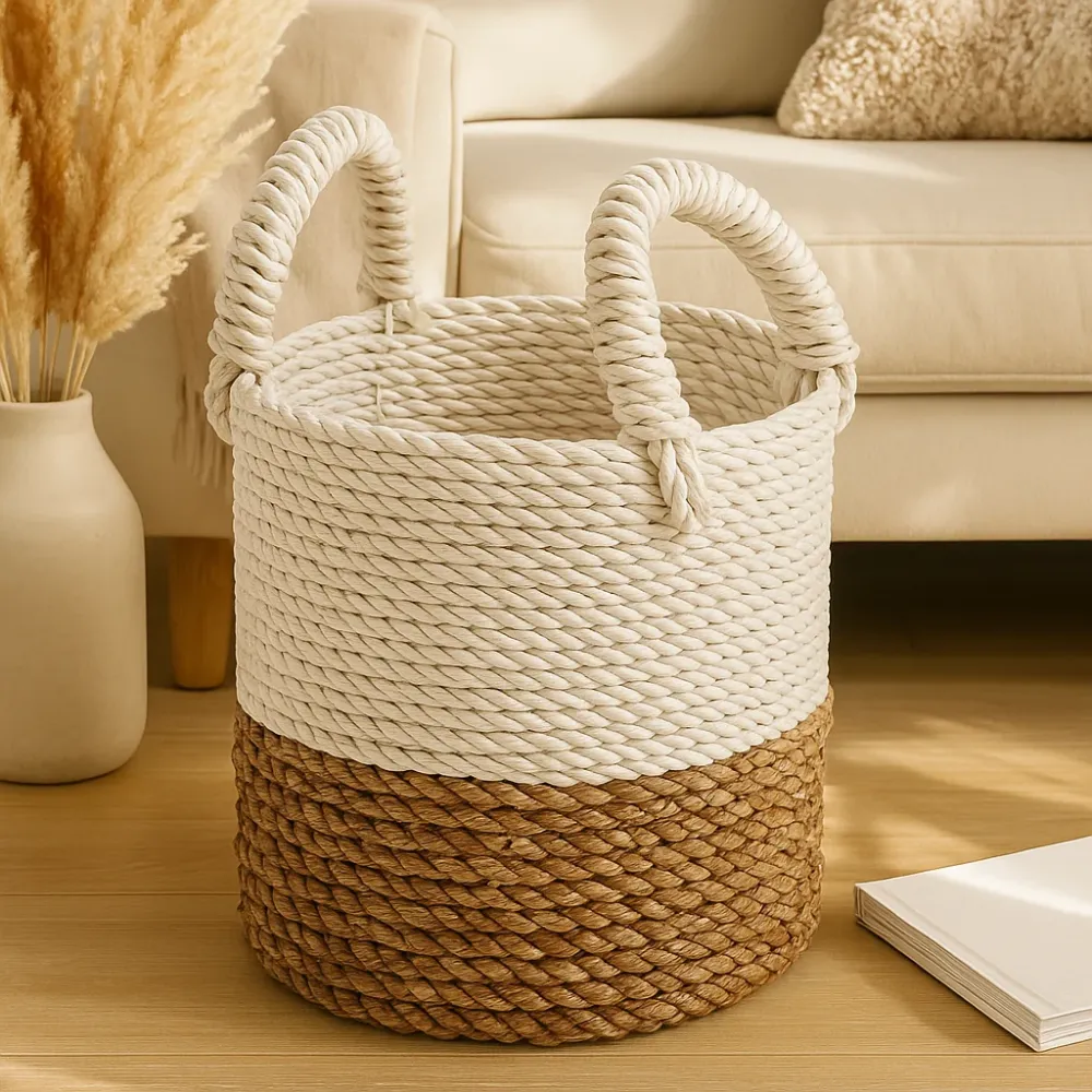 Set di Cesti Erba Marina, Bianco Naturale