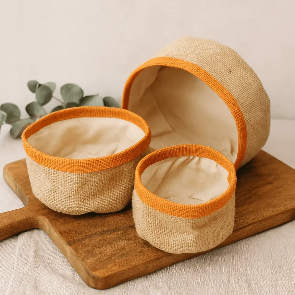 Set di 3 Cesti Juta Curcuma