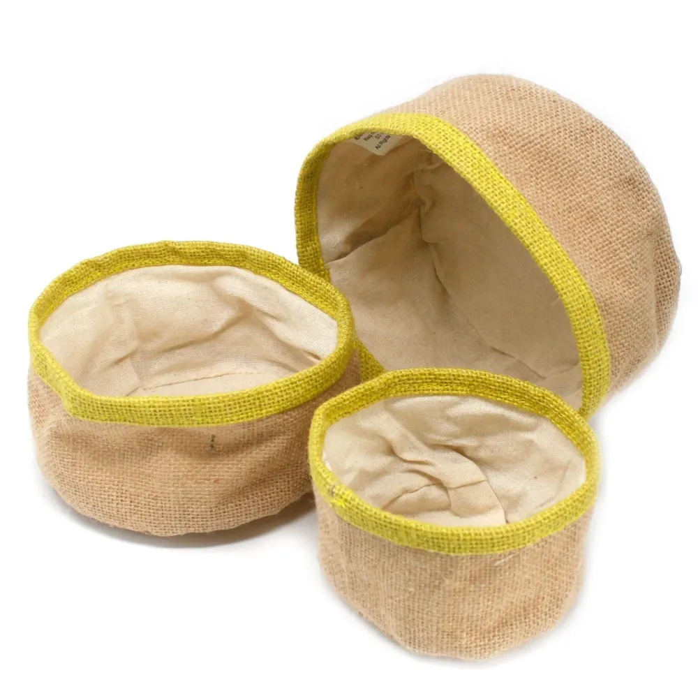 Set di 3 Cesti Juta Naturale, Oliva