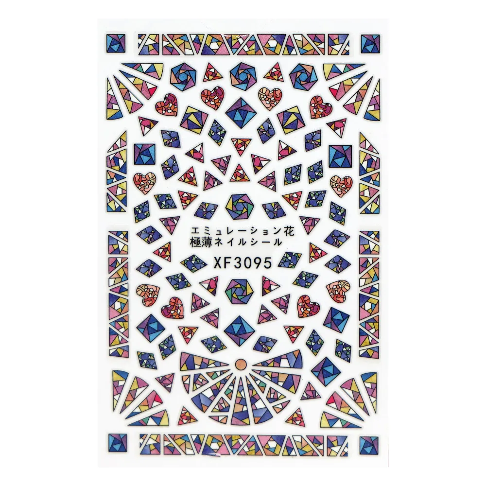 Adesivi per nail art con mosaico di vetro colorato astratto