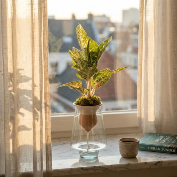 Aglaonema Mix idrocoltura con cono terracotta