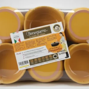 Benegiamo Set 6 Tegamini Terracotta Gialla Ø 14cm | Casseruoline Monoporzione "Cucina della Nonna" per Zuppe, Legumi e Gra...
